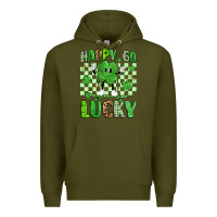 Army Green happy go lucky Premium Hoodie - Artiststas
