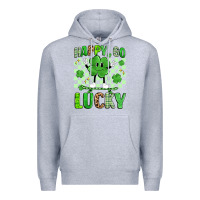 Heather Grey happy go lucky Premium Hoodie - Artiststas