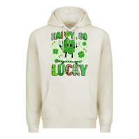 Oatmeal Heather happy go lucky Premium Hoodie - Artiststas