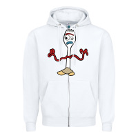 White forky Zipper Hoodie - linhVisuals