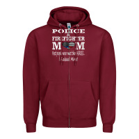 Burgundy police & firefighter mom, i raised mine fireman mothers day Zipper Hoodie - linhVisuals