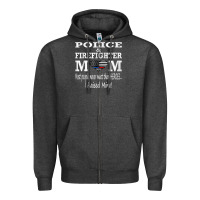 Charcoal Heather police & firefighter mom, i raised mine fireman mothers day Zipper Hoodie - linhVisuals