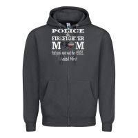 Smoke police & firefighter mom, i raised mine fireman mothers day Zipper Hoodie - linhVisuals
