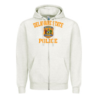 Oatmeal Heather delaware state police Zipper Hoodie - linhVisuals