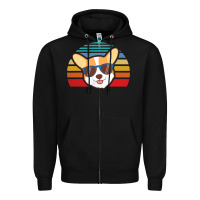 Black cool corgi vintage 80s dog lover Zipper Hoodie - linhVisuals
