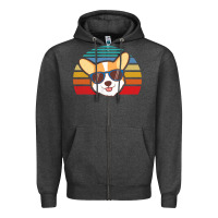 Charcoal Heather cool corgi vintage 80s dog lover Zipper Hoodie - linhVisuals