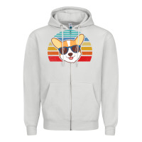 Dove Grey cool corgi vintage 80s dog lover Zipper Hoodie - linhVisuals