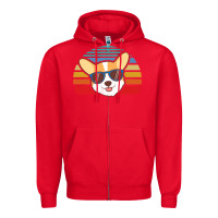 Red cool corgi vintage 80s dog lover Zipper Hoodie - linhVisuals
