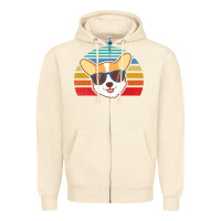 Sandshell cool corgi vintage 80s dog lover Zipper Hoodie - linhVisuals