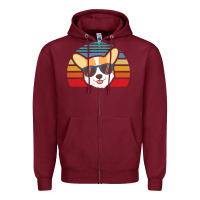 Burgundy cool corgi vintage 80s dog lover Zipper Hoodie - linhVisuals