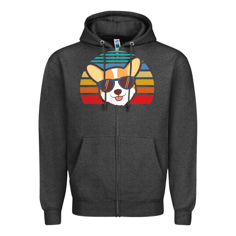 Cool Corgi Vintage 80s Dog Lover Zipper Hoodie by linhVisuals | Teevron