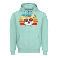 Seafoam cool corgi vintage 80s dog lover Zipper Hoodie - linhVisuals