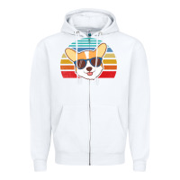 White cool corgi vintage 80s dog lover Zipper Hoodie - linhVisuals