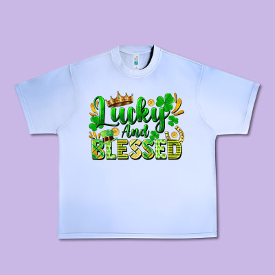 Lucky And Blessed Urban Heavy Tee Designed By Fadigitalartstudio