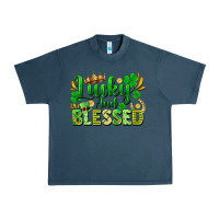 Midnight Navy lucky and blessed Urban Heavy Tee - FaDigitalArtStudio