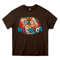 Chocolate Brown meowica 4th of july Heavy Core Tee - CowGirlArtShop