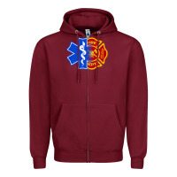 Burgundy emt firefighter ems fire first responder premium Zipper Hoodie - linhVisuals