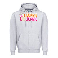 Heather Grey donut coffee lover dunkie junkie Zipper Hoodie - linhVisuals