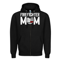 Black female firefighter mom thin red line flag firefighting premium Zipper Hoodie - linhVisuals