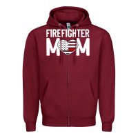 Burgundy female firefighter mom thin red line flag firefighting premium Zipper Hoodie - linhVisuals