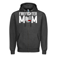 Charcoal Heather female firefighter mom thin red line flag firefighting premium Zipper Hoodie - linhVisuals