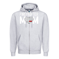 Heather Grey female firefighter mom thin red line flag firefighting premium Zipper Hoodie - linhVisuals