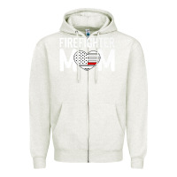 Oatmeal Heather female firefighter mom thin red line flag firefighting premium Zipper Hoodie - linhVisuals