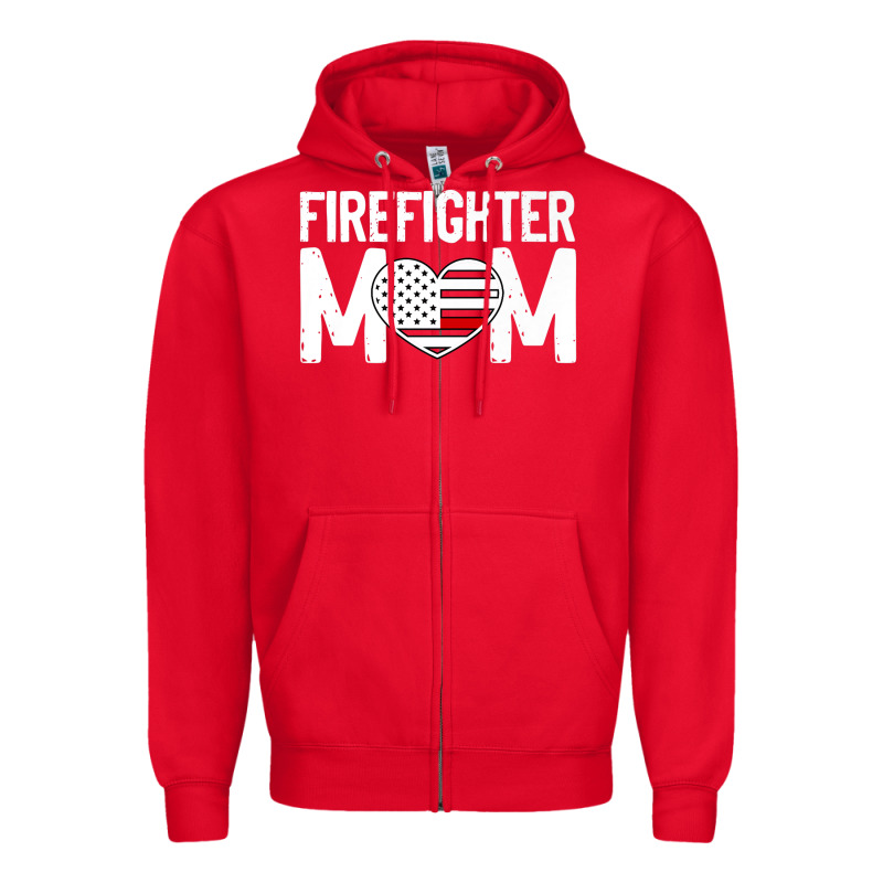 Female Firefighter Mom Thin Red Line Flag Firefighting Premium Zipper Hoodie by linhVisuals | Teevron