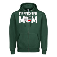 Sports Green female firefighter mom thin red line flag firefighting premium Zipper Hoodie - linhVisuals