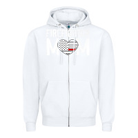 White female firefighter mom thin red line flag firefighting premium Zipper Hoodie - linhVisuals