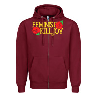 Burgundy feminist killjoy retro women woman Zipper Hoodie - linhVisuals
