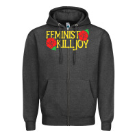 Charcoal Heather feminist killjoy retro women woman Zipper Hoodie - linhVisuals