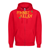 Red feminist killjoy retro women woman Zipper Hoodie - linhVisuals