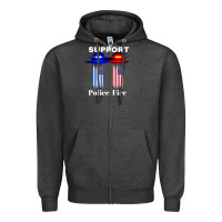Charcoal Heather support our police & fire departments   1st responders premium Zipper Hoodie - linhVisuals