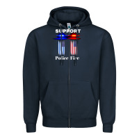Navy support our police & fire departments   1st responders premium Zipper Hoodie - linhVisuals