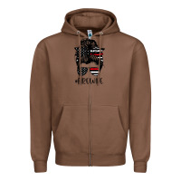 Chestnut fire wife messy bun firefighter wife thin red line husband Zipper Hoodie - linhVisuals