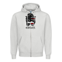 Dove Grey fire wife messy bun firefighter wife thin red line husband Zipper Hoodie - linhVisuals