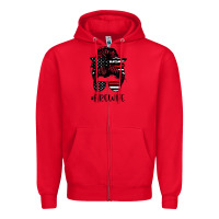 Red fire wife messy bun firefighter wife thin red line husband Zipper Hoodie - linhVisuals