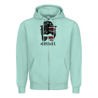 Seafoam fire wife messy bun firefighter wife thin red line husband Zipper Hoodie - linhVisuals