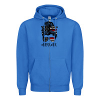True Royal fire wife messy bun firefighter wife thin red line husband Zipper Hoodie - linhVisuals