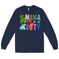 Navy Mama Of Duty Long Sleeve Tee - CowhideDigitalArt