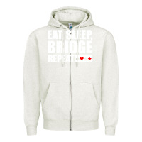 Oatmeal Heather funny bridge card game lover bridge Zipper Hoodie - linhVisuals