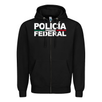 Black mexico policia federal mexican police law enforcement Zipper Hoodie - linhVisuals