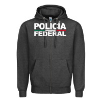 Charcoal Heather mexico policia federal mexican police law enforcement Zipper Hoodie - linhVisuals