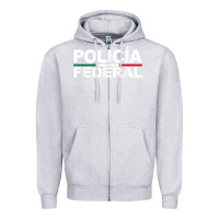 Heather Grey mexico policia federal mexican police law enforcement Zipper Hoodie - linhVisuals