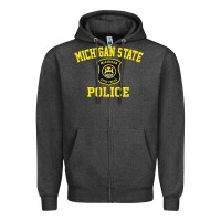 Charcoal Heather michigan state police Zipper Hoodie - linhVisuals