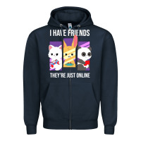 Navy i have friends they are just online Zipper Hoodie - linhVisuals