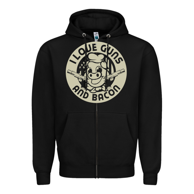 I Love Guns Bacon Pork Pig Funny Gun Zipper Hoodie by linhVisuals | Teevron