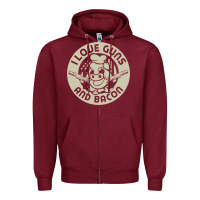 Burgundy i love guns bacon pork pig funny gun Zipper Hoodie - linhVisuals