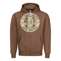 Chestnut i love guns bacon pork pig funny gun Zipper Hoodie - linhVisuals